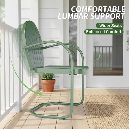 Outdoor 3-Piece Metal Bistro Set, Patio Conversation Set of 2,Green - Image 5
