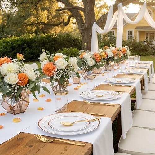 Fijinhom 175 Pcs Rose Gold Plastic Plates for 25 Guests, Disposable Plates - Image 2