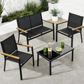 Best Choice Products 4-Piece Outdoor Textilene Patio Conversation Set, Backyard Furniture w/Loveseat, Coffee Table, Steel Frame - Black/Black by BestChoiceProducts