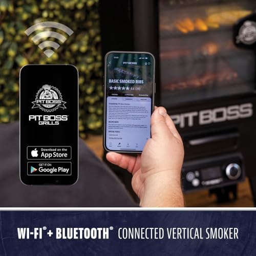 Pit Boss 3-Series WiFi & Bluetooth Digital Vertical Smoker with LCD Digital Controller and Wood Chip Tray, 880-Sq. In. 4-Rack Cooking Space, 100°F to 300°F Temperature Range, Meat Probe, Black - Image 4