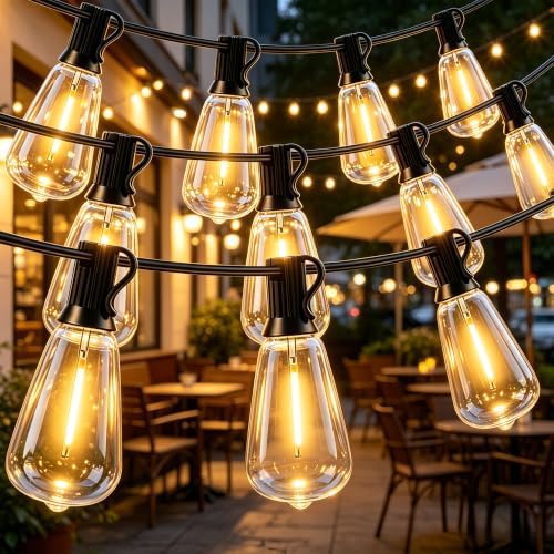 Outdoor String Lights, 150FT 75 ST38 Shatterproof Vintage LED Bulbs by Outdoorlights