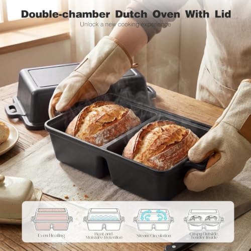 Double Dutch Oven for Sourdough Bread Baking, Enameled Cast Iron Dutch Oven - Image 5