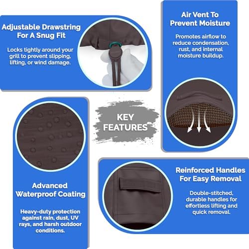 Covers & All Built-in Grill Cover for Outdoor Grill – Heavy Duty 12 oz Waterproof Built-in BBQ Grill Cover, PVC-Coated Polyester with Elastic Hem for Snug Fit (48 x 27 x 26 inches, Coffee) - Image 6