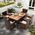 Shintenchi 7 PCS Wicker Patio Dining Set, Brown Rattan by Shintenchi%7CFurnitureMadeforRealLife