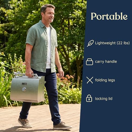 Lifemaster Portable Stainless Steel Gas Grill - 2 Burners Easy Clean Tabletop BBQ Propane Gas Grill with Foldable Legs and Wind Proof Lid for Camping and Outdoor - Silver - Image 3