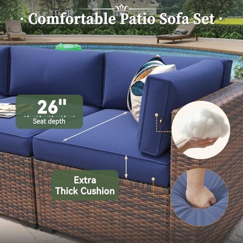 Aoxun 11 Piece Patio Furniture Set with 44" Fire Pit Table Wicker Rattan - Image 3
