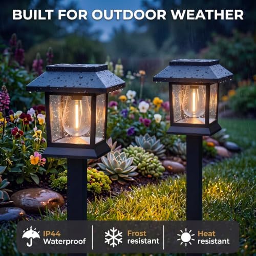Benany Solar Outdoor Lights, 12 Pack Solar Pathway Lights Waterproof, Landscape Lighting for Path Walkway Lawn Garden Yard Outside Décor, Black - Image 5