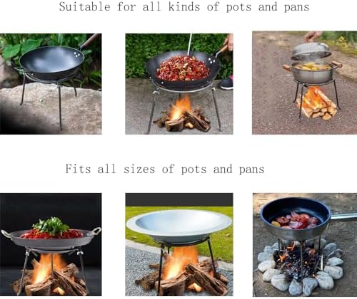 Campfire Tripod,Camping Pans Open Fire Tripod Campfire Camping Backyards Patios Pot Stand Camping Tripod for Cooking - Image 2