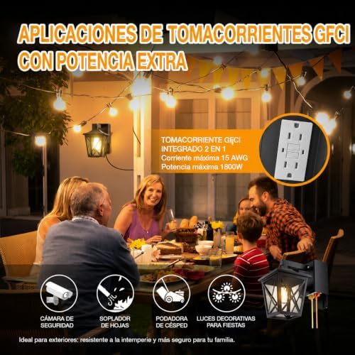 Ehaho Porch Light with GFCI Outlet Aircraft Grade Aluminum Alloy Black 2PCS - Image 5