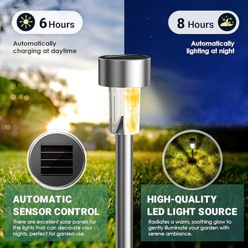 GIGALUMI Outdoor Waterproof Solar Garden Lights, 12 Pack Warm White - Image 5