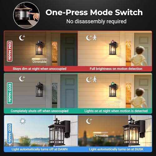 Outside Wall Lighting for House with GFCI Outlet, Oil-Rubbed Bronze Motion Sensor Outdoor Lights with Bubble Glass, Outdoor Sconce Light Wall Lantern, Exterior Garage Lights for Coach, Doorway - Image 3