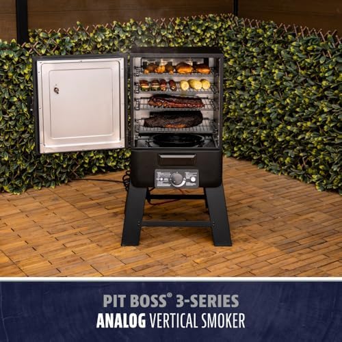 Pit Boss 3-Series Electric Vertical Smoker with Analog Controller and Wood Chip Tray, 880-Sq. In. 4-Rack Cooking Space, 100°F to 300°F Temperature Range, Black - Image 2