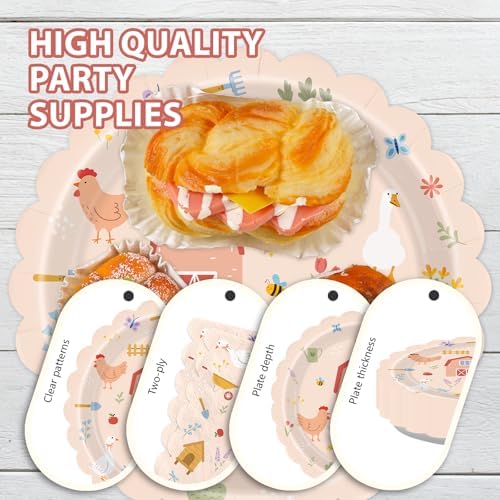 250Pcs Fall Farm Chicken Party Decorations for Girls Baby Shower Serves 50 - Image 3