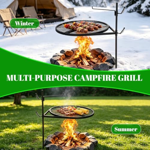 Foldable 24“ Campfire Grill Grate-Portable Round Fire Pit Grill Grate - Image 5