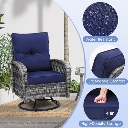 wildformers Luxury Outdoor Swivel Wicker Glider Patio Chairs with Table Set - Image 6
