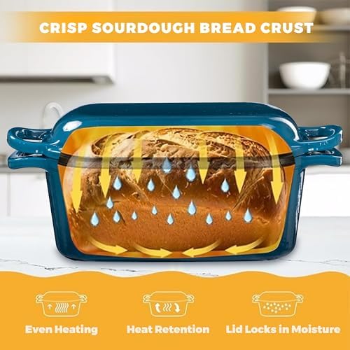 Oval Enameled Cast Iron Dutch Oven for Sourdough Bread Baking - Image 4