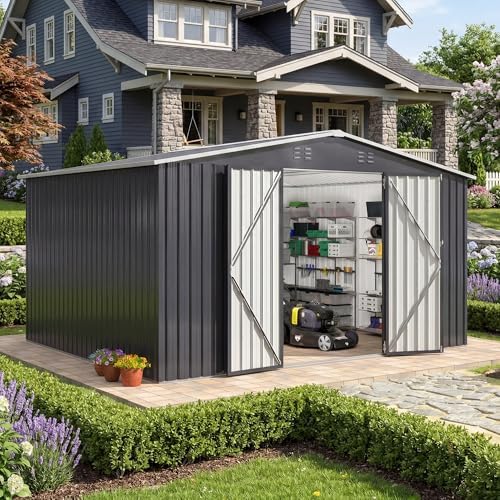 AirWire 10x12 FT Outdoor Storage Metal Shed for Backyard Garden Patio - Image 6