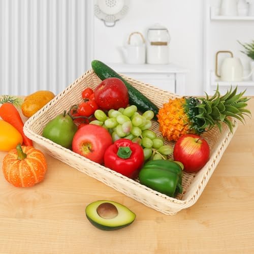 4 Pack 16 inch Poly Wicker Baskets, Rectangle Poly Wicker Break Baskets – Rustic, Durable & Easy-Cleaning for Home, Restaurant & Hotel Use - Image 5