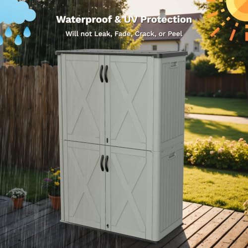 Patiowell 50 Cu.ft Resin Horizontal Outdoor Storage Shed, Plastic Cabinet - Image 3