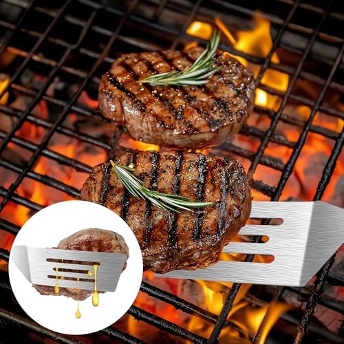 Stainless Steel Spatula Set, 2 pcs for Cast Iron Skillet with Wooden Handle - Image 5