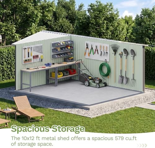 Patiowell 10x12 FT Outdoor Storage Shed, Gray - Image 4