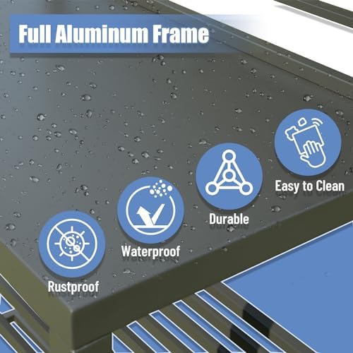Domi Outdoor Kitchen Island with Storage, Aluminum Kitchen Storage Island with Wall Hanging, Freestanding Grill Storage Cabinet with Protective Cover for BBQ, Deck, Patio, Backyard - Image 5