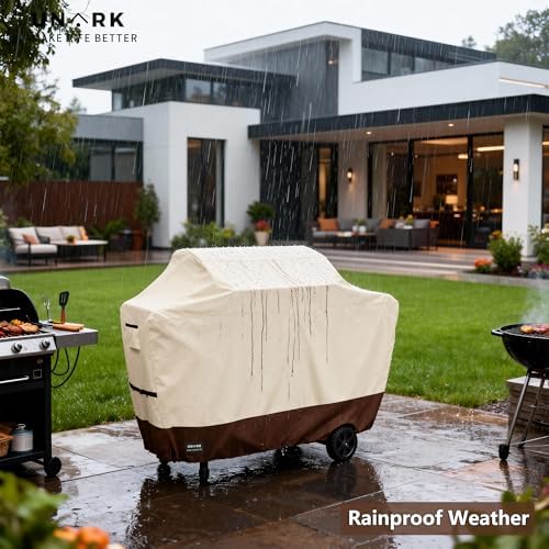 Grill Cover for Outdoor Grill 65 inch, Gas Grill Covers Heavy Duty Waterproof Suitable for Weber Genesis 2, All Weather Protection 65 Inch Grill Cover 65" L x 24" W x 46" H Beige and Brown - Image 6