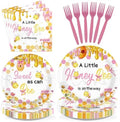 96Pcs Pink Bow Bee Baby Shower Party Decorations for Girls Serves 24 by Greencian