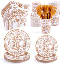 Kochorie 144 Pieces Thanksgiving Vintage Floral Party Supplies, Orange Tableware Sets Including Fall Disposable Pomegranate Paper Plates Napkins Cups Forks Serves 24 for Wedding Fall Party Decorations by Kochorie