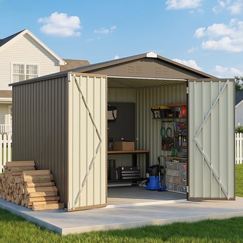 Greesum 8x8FT Outdoor Storage Shed, Brown by BuynowfromGreesum