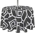 LUSHVIDA Moroccan Round Outdoor Tablecloth with Umbrella Hole 60 Inch Black by LUSHVIDA