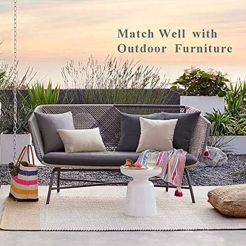 MIULEE Decorative Outdoor Pillow Covers Lumbar Waterproof 12x20 Beige - Image 5