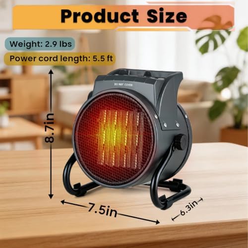 Outdoor Heaters for Patio, 1500W Electric Garage Heater, Black - Image 2