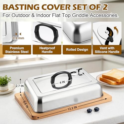Leonyo 13x9 Inch Basting Cover for Griddle Grill, Melting Dome with Vent - Image 2
