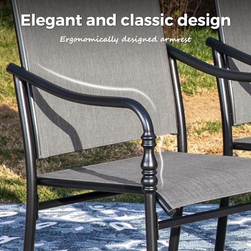 MIXPATIO 7pc Patio Dining Set, 54" Round Table, Textilene Chairs - Image 2
