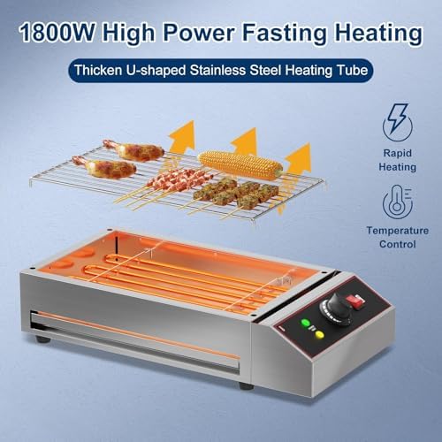 Smokeless 1800W Electric Outdoor Grill – Commercial Stainless Steel BBQ, Removable Griddle, Adjustable Temp 122°F-572°F, Countertop for Home, Restaurant, Camping, Party, Picnic - Image 2