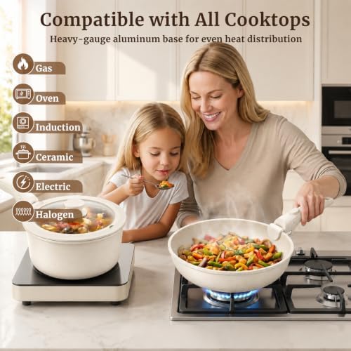 YASHE 20Pcs Nonstick Pots and Pans Set with Detachable Handles, Oven Safe - Image 4