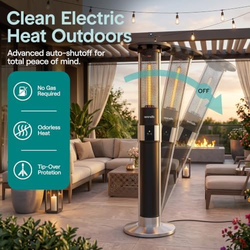 SereneLife Infrared Patio Heater, 1500W Electric with Remote Control, IP24 Approved, Anodized Aluminum Alloy Frame, Indoor/Outdoor for Restaurant, Backyard, Garage, Decks - Image 5