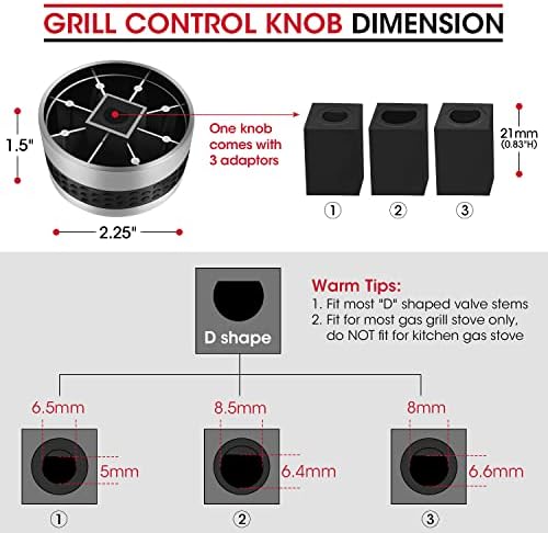 Unicook Grill Control Knobs for BBQ Grills with D-Shaped Shaft, 4 Pack - Image 2