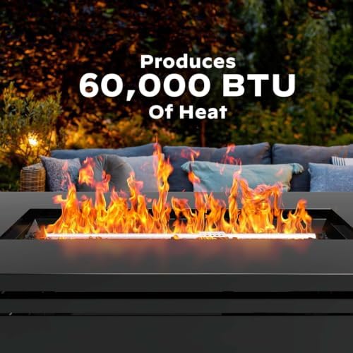 Ciays 42 Inch Gas Fire Pit Table, 60,000 BTU Propane Pits for Outside with Steel Lid and Lava Rock, 2 in 1 Firepit Table Gatherings Parties on Patio Deck Garden Backyard, Black - Image 3