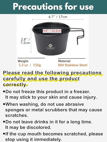 CAMPINGMOON Deep Sierra Cup 600ml Stainless Steel Camping Cup 304 Food Grade Fire Ready Outdoor Cooking Bowl Measurement Marks Stackable Camping Cookware Backpacking Hiking Campfire Use BKS-369 - Image 5