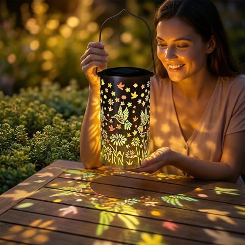 Hummingbird Mmulticolor Solar Lanterns for Outdoor Indoor, Colorful Garden Decor Gifts for Women Mom Grandma Hanging Solar Lights Metal Solar Decoration Outside for Yard, Patio, Backyard, Porch - Image 4
