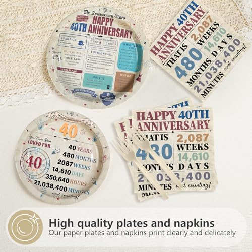 96Pcs Happy 40th Anniversary Party Decorations, Serve 24 - Image 4