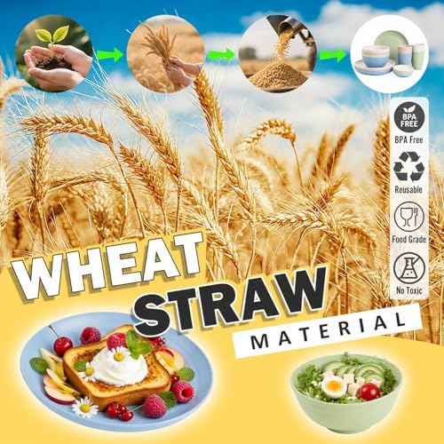Wheat Straw Dinnerware Sets for 4, 16 Piece Unbreakable Kids Dinnerware Set, Toddler Plates and Bowls Sets, Kitchen Plates and Bowls Set, Lightweight Dish Set for Travel Camper Dishes - Colorful - Image 6