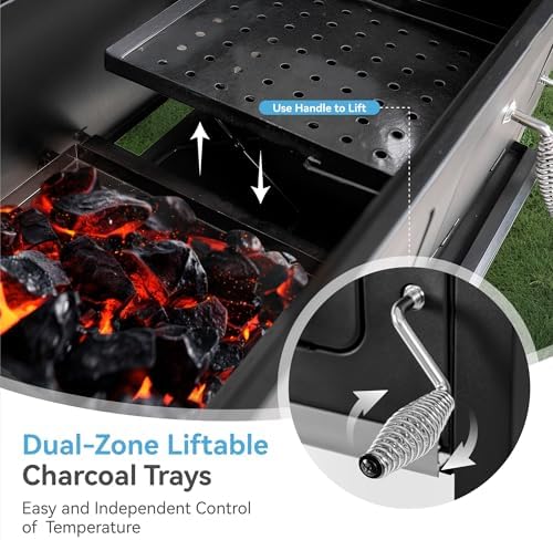 34-Inch Barrel Charcoal Grill with Side Tables for Outdoor Cooking BBQ - Image 4