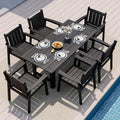 Pamapic Patio Dining Table Set, 7-Piece Outdoor Dining Set for 6, Black by Pamapic