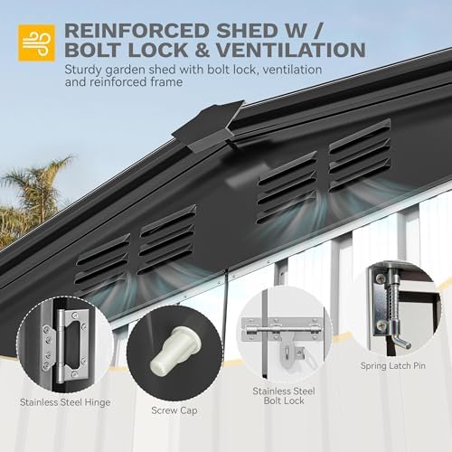 DWVO 7'x5' Large Metal Outdoor Storage Shed, Tool Sheds, White - Image 6