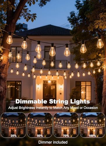 50FT Outdoor String Lights Waterproof, 20+1 Shatterproof S11 LED Bulbs, Extra Long Patio Lights for Outside, Bistro Cafe Decor, Backyard Garden Hanging Lights, Outside Fence Light String - Image 4