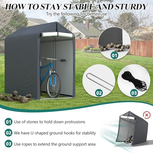 GARTOO 6 x 3ft Outdoor Cycle Storage Shelter - Image 6