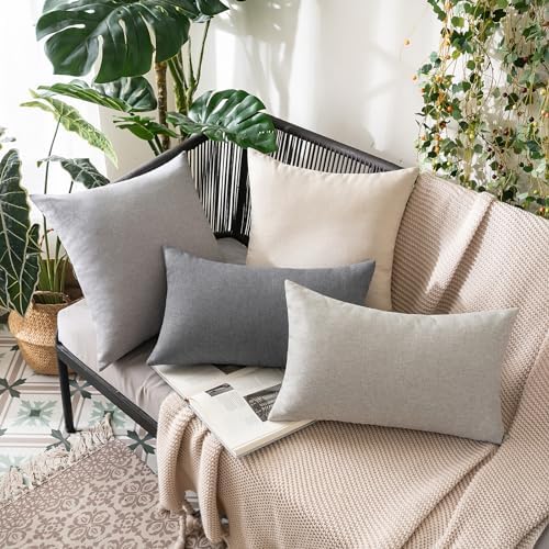 MIULEE Decorative Outdoor Pillow Covers Euro Waterproof 26x26 Light Grey - Image 3